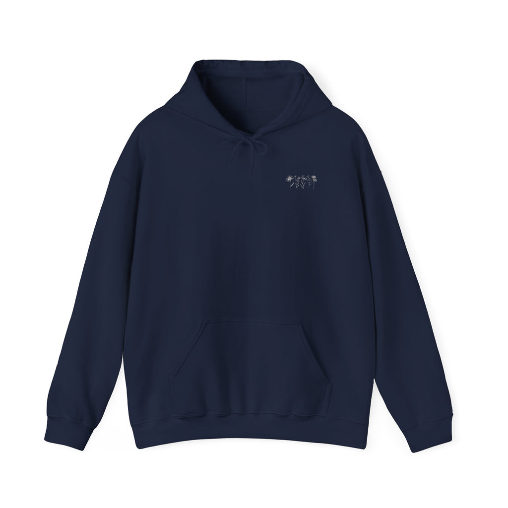 Floral Line Art Hoodie — 'Grow Through It'