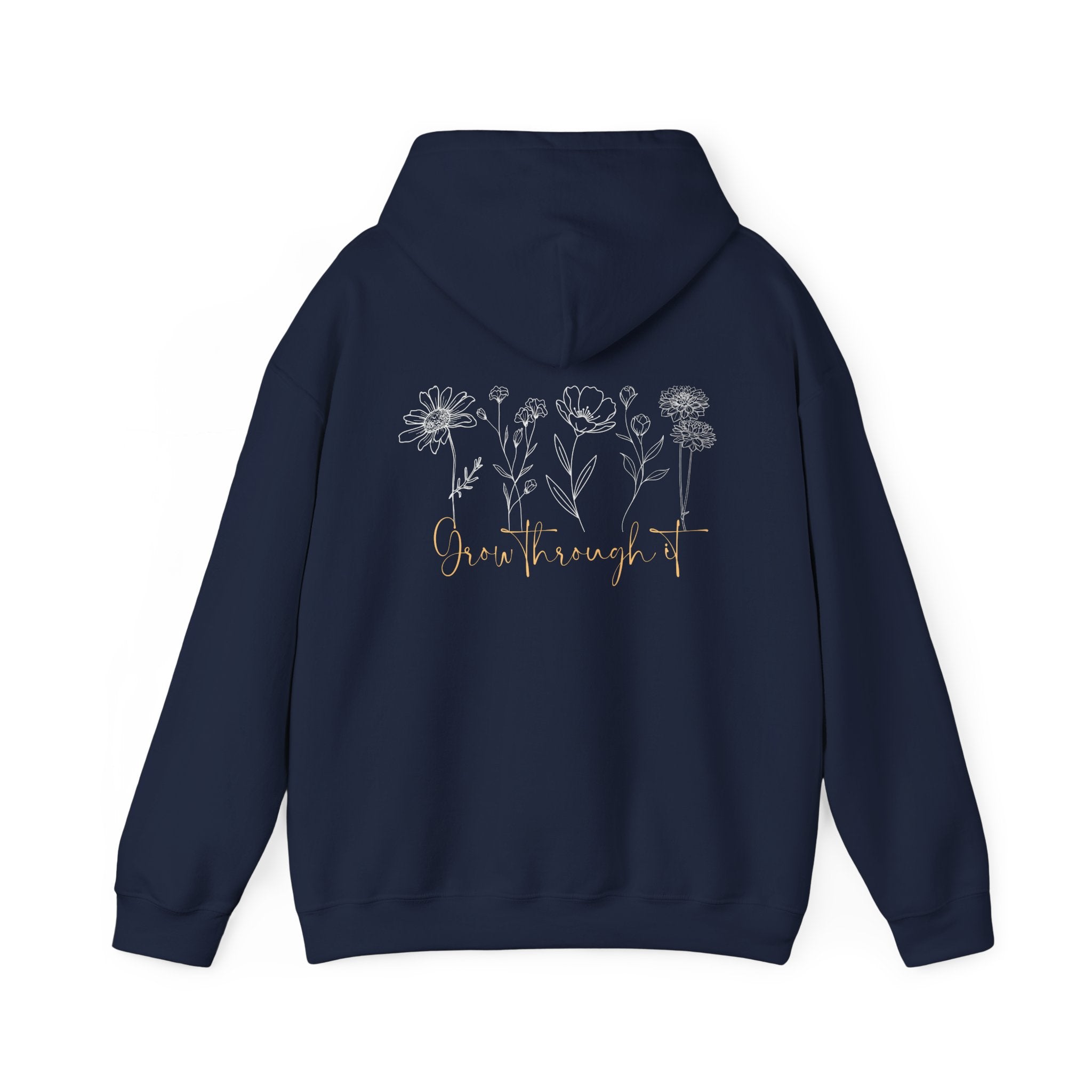 Floral Line Art Hoodie — 'Grow Through It'
