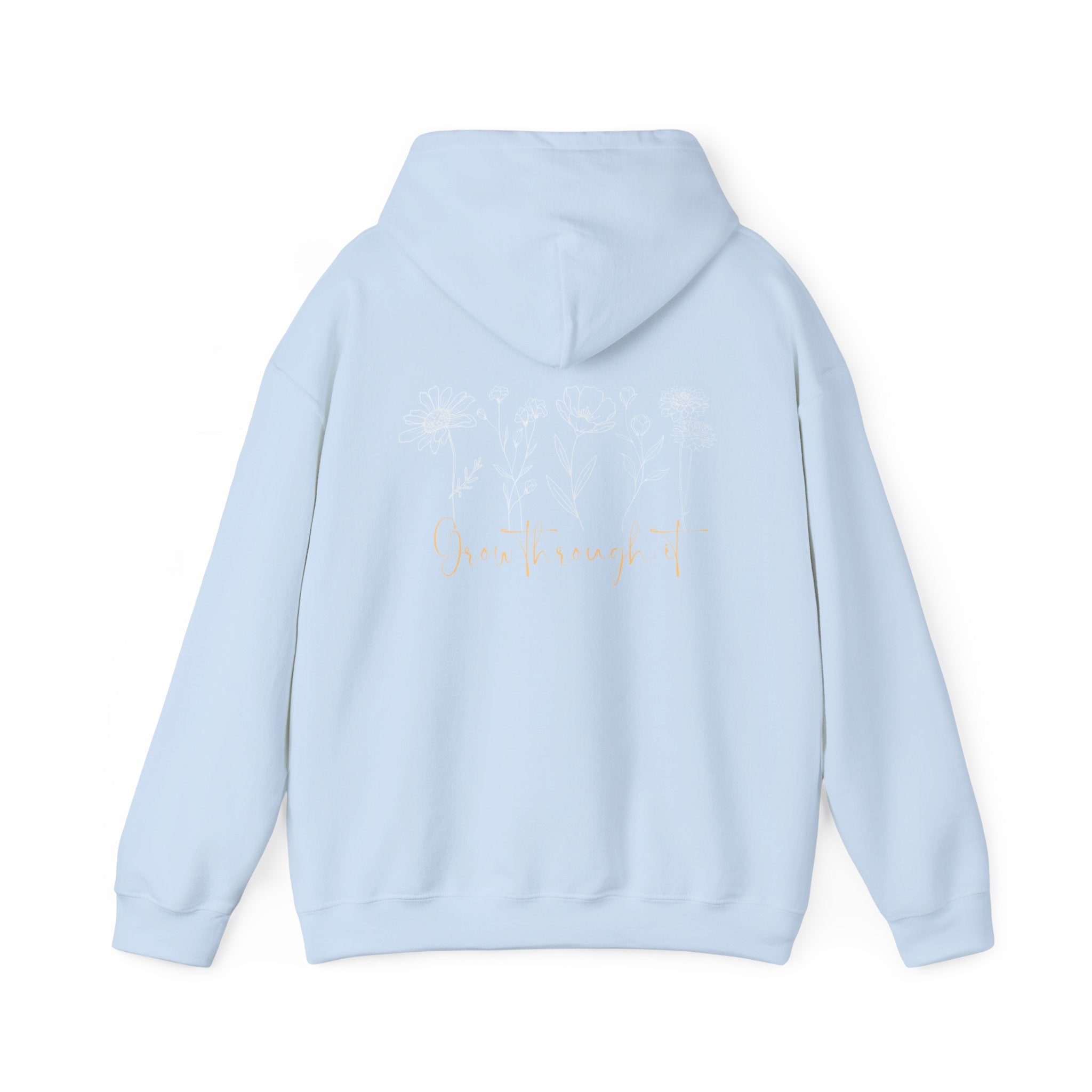 Floral Line Art Hoodie — 'Grow Through It'