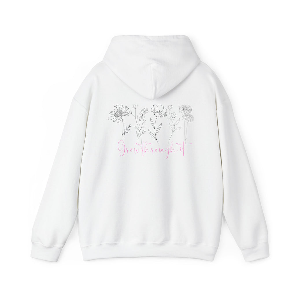 Floral Line Art Hoodie — 'Grow Through It'