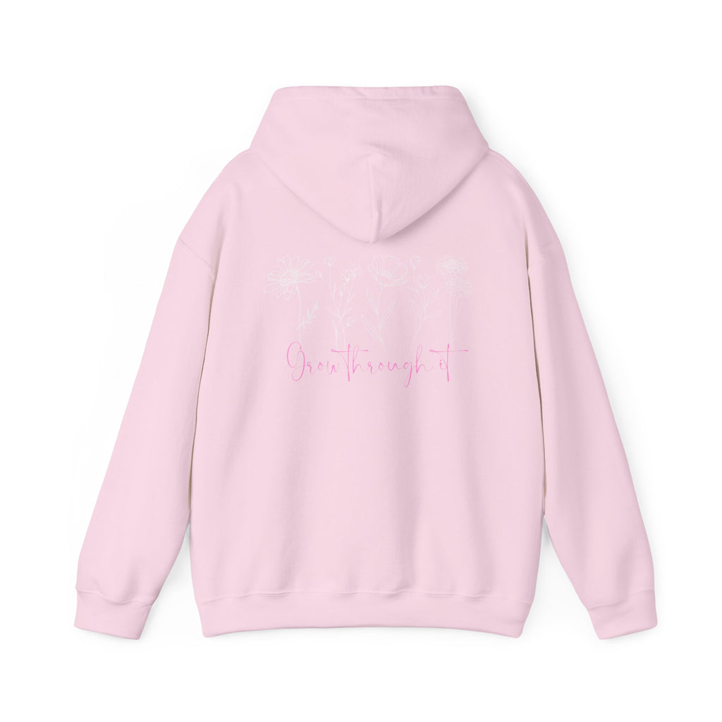 Floral Line Art Hoodie — 'Grow Through It'