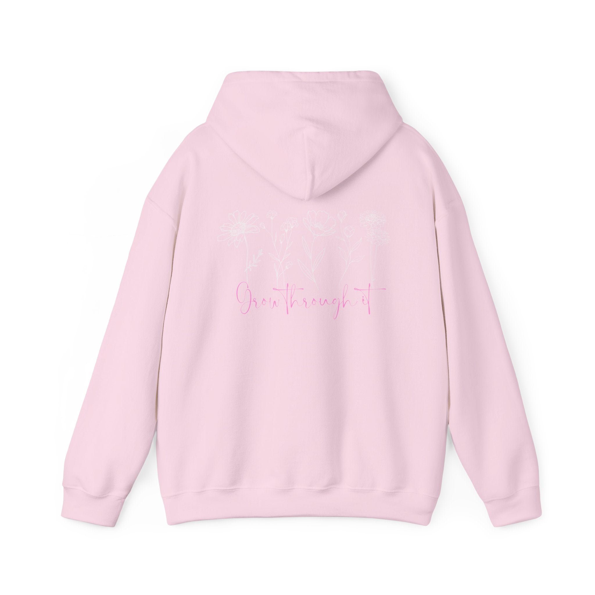 Floral Line Art Hoodie — 'Grow Through It'